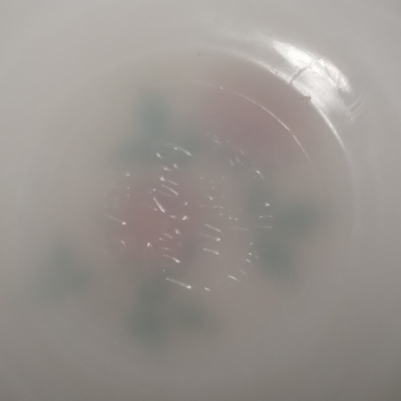 NA MC MidCentury FIRE KING Gold Rimmed Rose Ovenware Custard Bowl - Picture 2 of 2